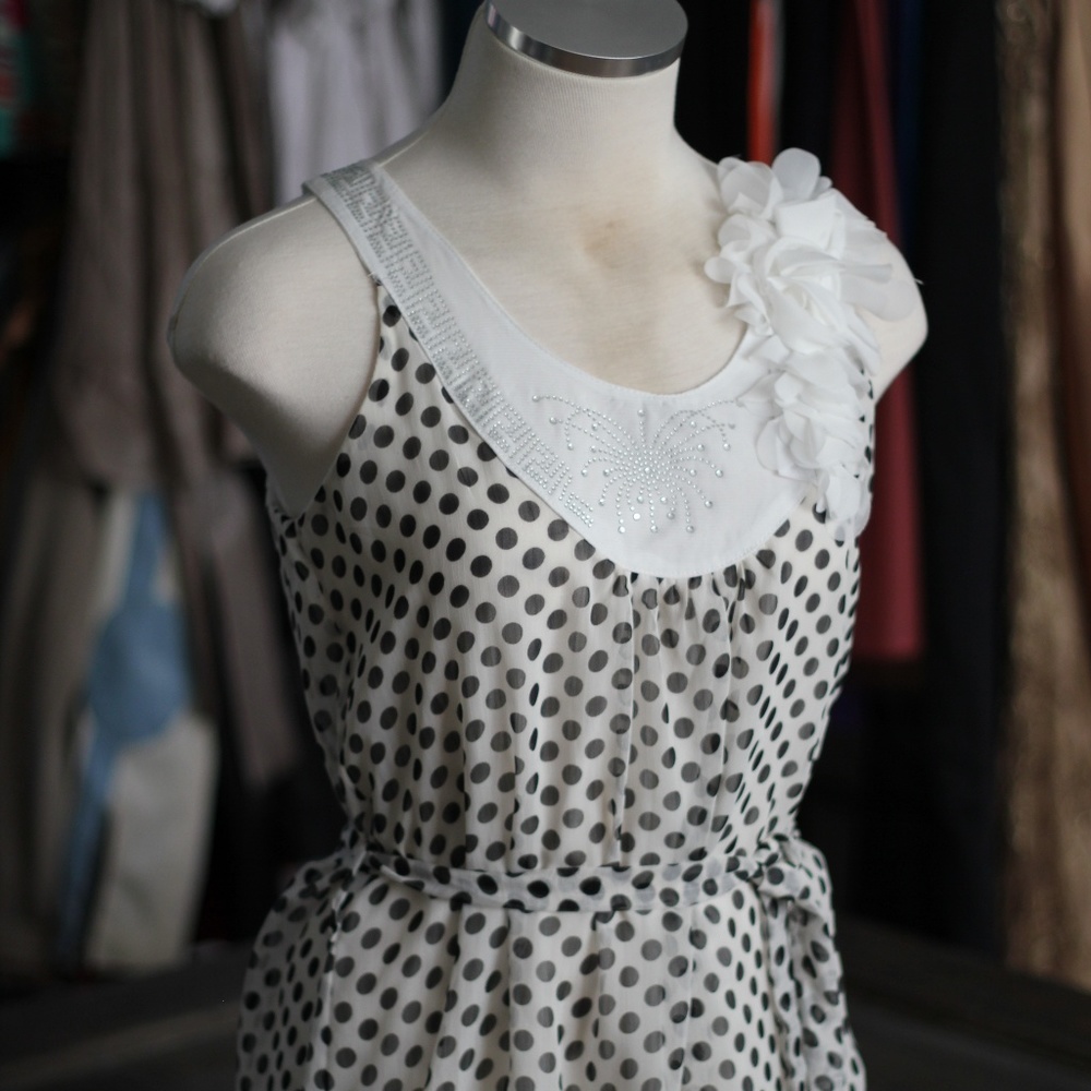NEW White and Black Polka -Dot Shirt